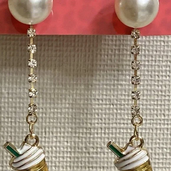 Betsey Johnson Starbucks Cup Dangle Earrings - Picture 2 of 2